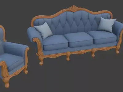 Disney style Cartoon sofa set 3D model