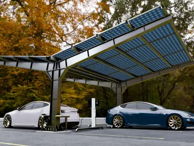 Y Type 2x2 Car Solar Carport 3D model