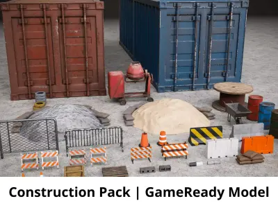 Construction Pack Low-Poly Assets Unreal and Unity Ready Low-poly 3D model
