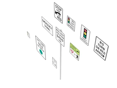 Road Sign US R10 Series Traffic Signal 3D model