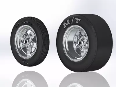 Set of wheels Summit Fast-Five for scale model dragster 3D print model