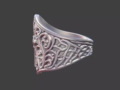 vintage ornate cross scrollwork ring 3D print model