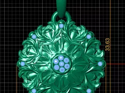 gold floral pendant 3D printable model  3D print model