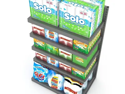 cleaning product market stand 07 Low-poly 3D model