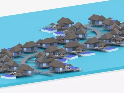 Overwater Resort Hut 3D model