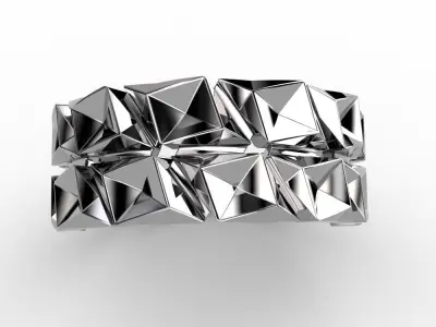 Linkchain-rings2 diamond band ring in gold 3D print model