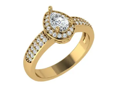 Pear Halo Ring 4164 3D print model