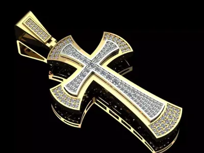 Pendant Cross Jewelry Brand Gold 3D print model