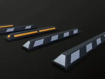 Rubber Car Parking Wheel Stopper Game-ready Low-poly 3D model Low-poly 3D model