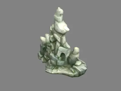 Rockery stones - decorative rock - Landscape rockery Low-poly 3D model