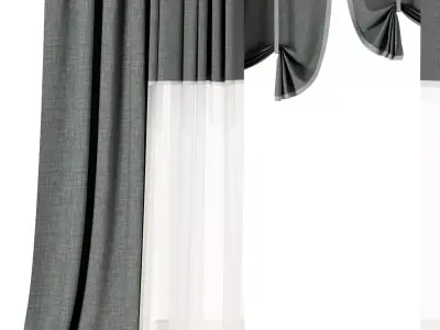 Curtains with Roman blinds 25 HBH Low-poly 3D model