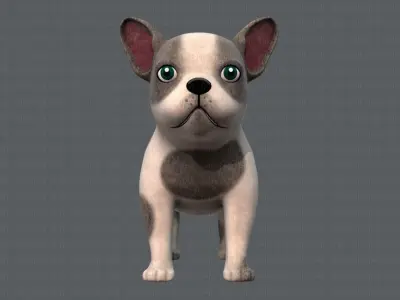 Dog base cartoonV03 Low-poly 3D model