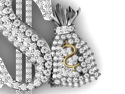 Dollar bag necklace 3D print model