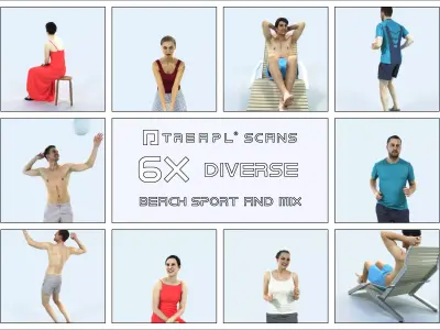 SAG07 6X Sports Beach Running Jogging Man Woman 008 Low-poly 3D model