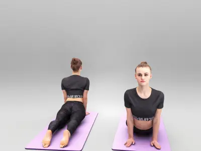 Beautiful young woman stretching 453 Low-poly 3D model