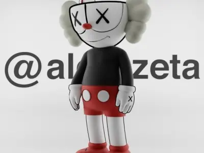 Kaws CupHead Textured Low-poly 3D model