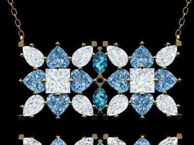 double flower heart pendant Free 3D print model