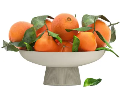 white bowl of oranges 3D model