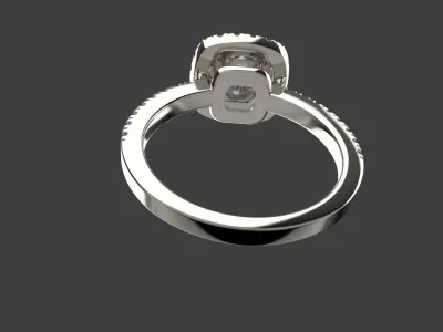 Diamond Halo Cushion Engagement ring 3D print model