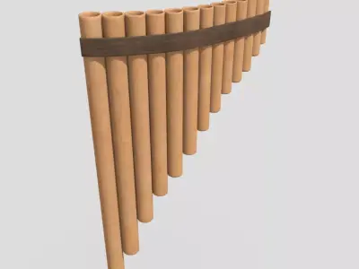 Panpipe wooden tube Low-poly 3D model