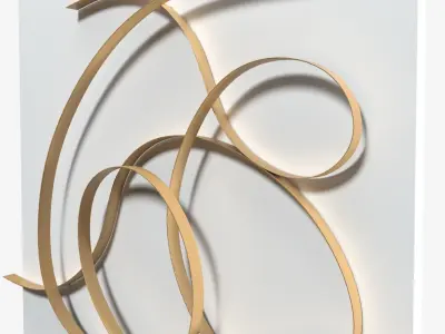 Uttermost Freehand 60 High Brushed Gold Metal Wall Panel PBR 3D model