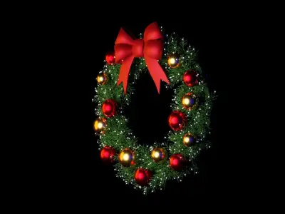 Christmas Wreath Low-poly 3D model purchase