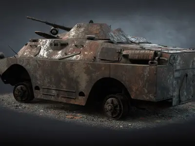 BRDM-2 Destroyed Low-poly 3D model