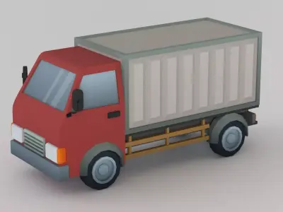 Cartoon Low Poly Car 07 - Cargo Truck Low-poly 3D model
