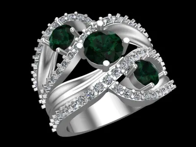 Cocktail Red Rube Diamonds Ring 3D print model