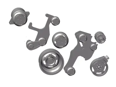 LS LSx Tru Track Billet engine belt system with brackets pulleys 3D print model