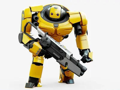 Doom Fighter V-4 Rigged for Unreal Engine - Unity - MIXAMO 3D model