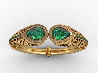 bracelet emerald and gold ring 3D print model