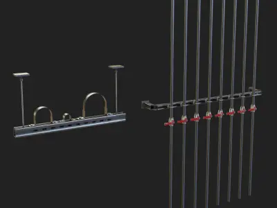 Pump Collection and Drain Valve and Pipe Clamp 3D model