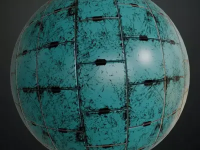 Blueish Worn Industrial Metal Plate Panel PBR Seamless Texture