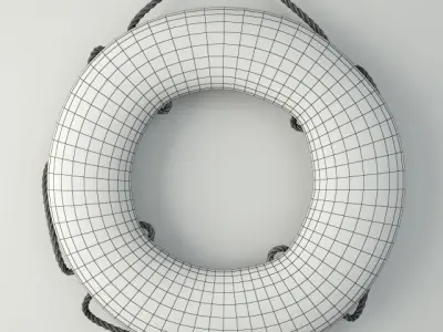 Vintage Hand Painted Nautical Life Boat Preserver 3D model