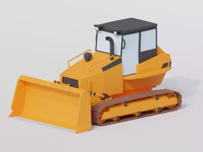 Low Poly Buldozer bulldozer Low-poly 3D model