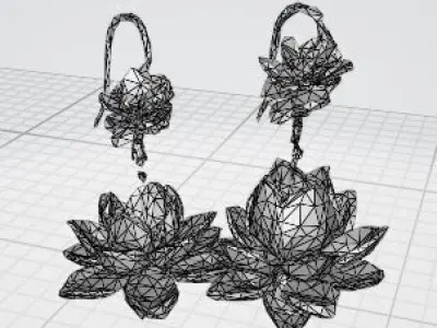 Golden Lotus Blossom Earrings 3D print model