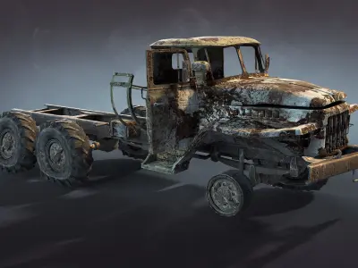 Ural-375 Burnt Low-poly 3D model