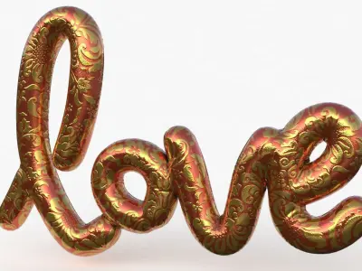 Love Decoration Fabric Written Low-poly 3D model