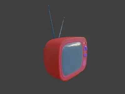 Retro TV receiver television cartoon production subdiv ready 3D model