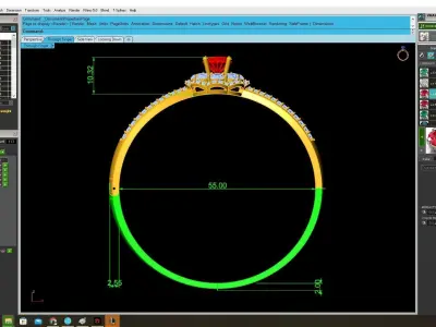 Luxury Halo Ring with Red Center Stone  3785 3D print model