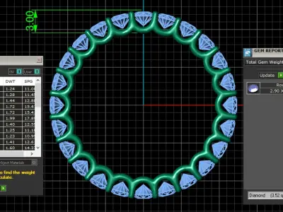 U Shaped Eternity Ring 2 point 9 mm stone size swiss 19 and EU59 3D print model