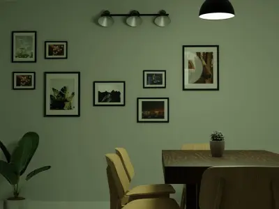 Picture wall with Lamps Free 3D model