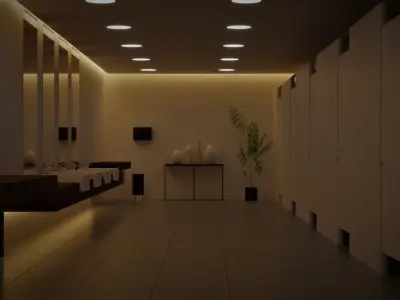 Public Restroom toilet - High Quality 3D model