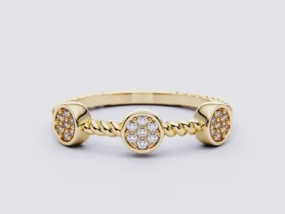 Twisted Rope Cluster Diamond Station Stackable Ring 3D print model