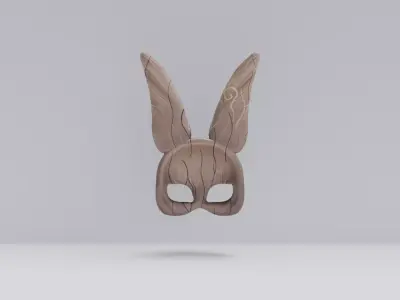 wooden bunny mask Low-poly 3D model