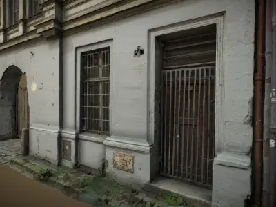 Facade Of A Tenement House With A Steel Gate 3D model