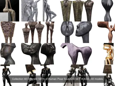 Collection 40 Different SETS of Human Pose Sculpture SET VOL04