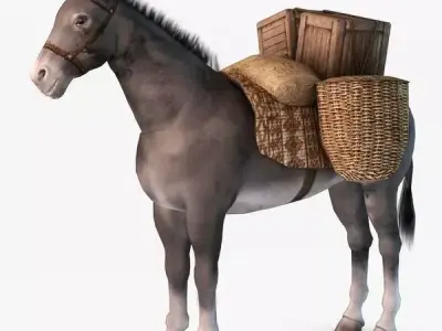 Loaded Pack Donkey 3D model