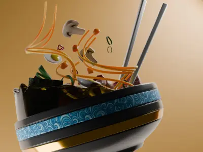 Ramen Noodle Bowl Detailed 3D Food Model 3D model
